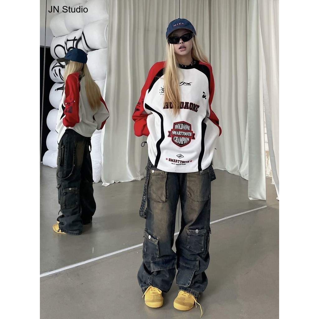 JN Studio เสื้อกันหนาว เสื้อฮู้ด unique ดูสวยงาม Korean ทนทาน WWY2410C2S 2Z240113