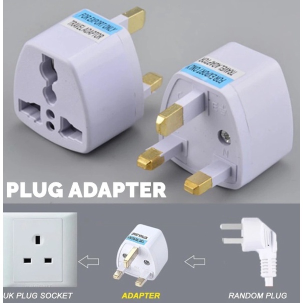 3-Pin Universal Adapter Plug Head Socket US/EU/AU to UK Plug Travel Adapter Conversion Socket