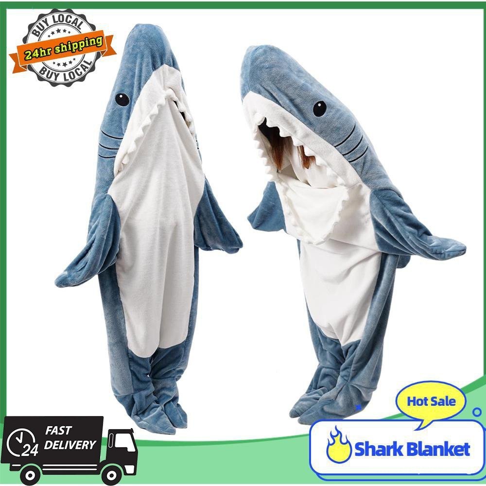 SG stock ชุดปลาฉลาม/ผ้าห่ม Ikea shark/shark Onesie/ชุดปลาฉลาม/ผ้าห่มปลาฉลาม hoodie/ชุดนอนฉลาม 25200029785