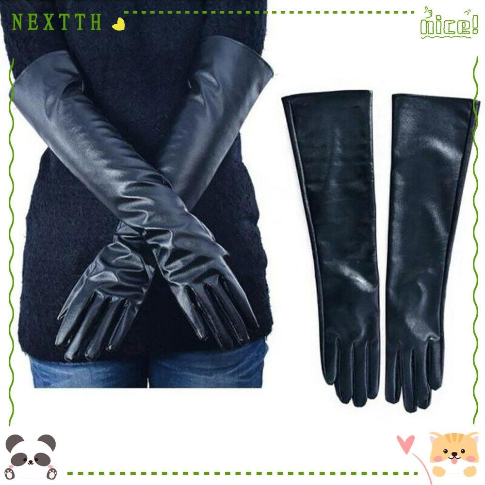 Nextth ถุงมือหนังยาว ยาวถึงข้อศอก ถุงมืองานราตรี ถุงมือนุ่ม แฟชั่นฤดูหนาว อบอุ่น มีซับใน สุภาพสตรี ถุงมือหนัง