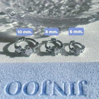Jinjoo ต่างหูห่วงดาวประดับ ปุ๊กปิ๊ก มี 3 ขนาด 6,8,10 mm. luxury สง่างาม รหัส H82