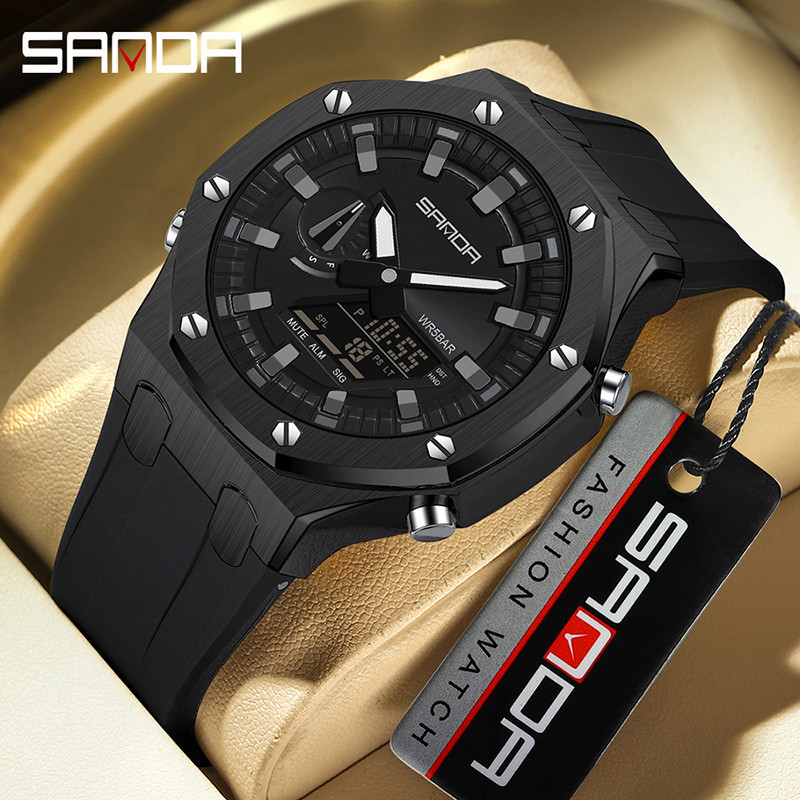Sanda Oak นาฬิกาข้อมืออิเล็กทรอนิกส์ กันน้ํา อเนกประสงค์ สําหรับผู้ชาย SD3309-6