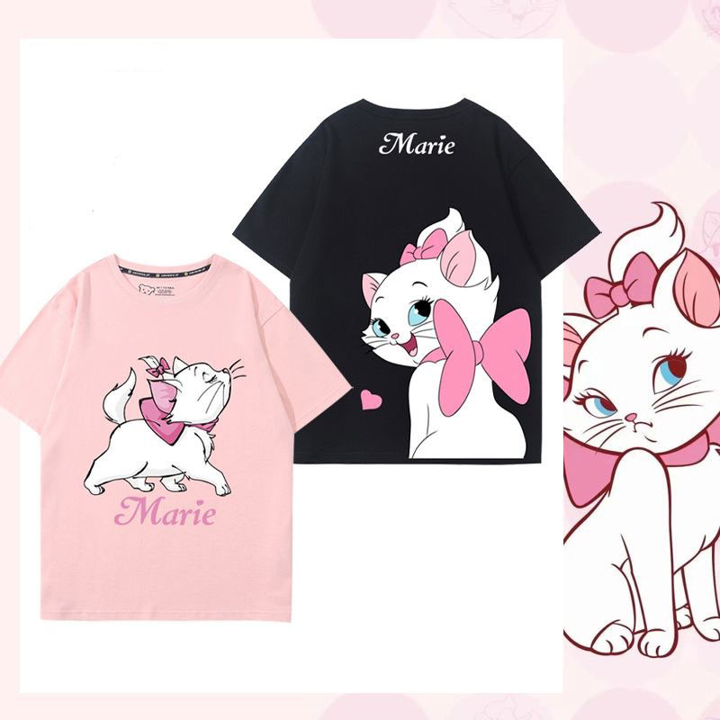 🚀พร้อมส่งจากกทม มาถึงใน 2วัน🚀 เสื้อยืดคอกลมแขนสั้น ลายการ์ตูนแมว ผลิตจากผ้าฝ้ายแท้ สวมใส่สบาย  oversize T-shirrt