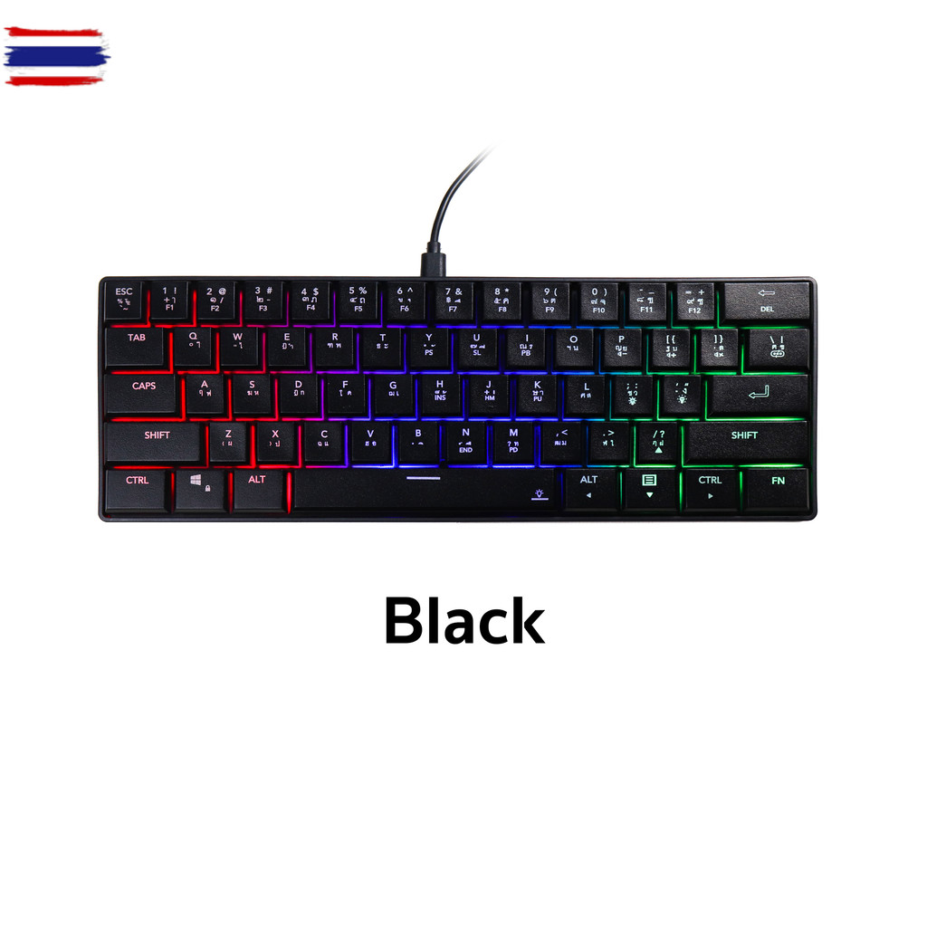 Tsunami GK-61 RGB Compact Membrane Gaming Keyboard TH คีย์อร์ดเกมมิ่งมีสาย รัประกันสินค้า 2 year By 