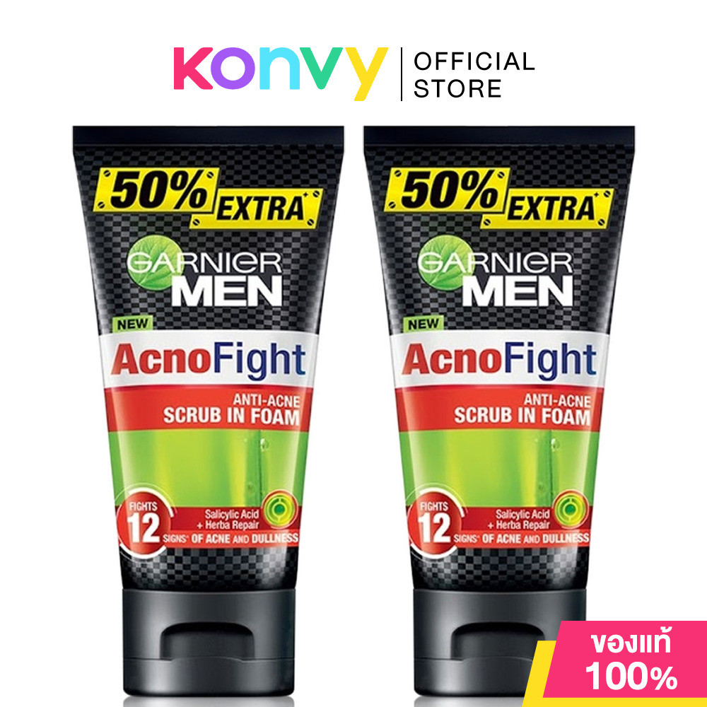 Garnier Men Acnofight Anti-Acne Scrub in Foam [150ml x 2pcs].