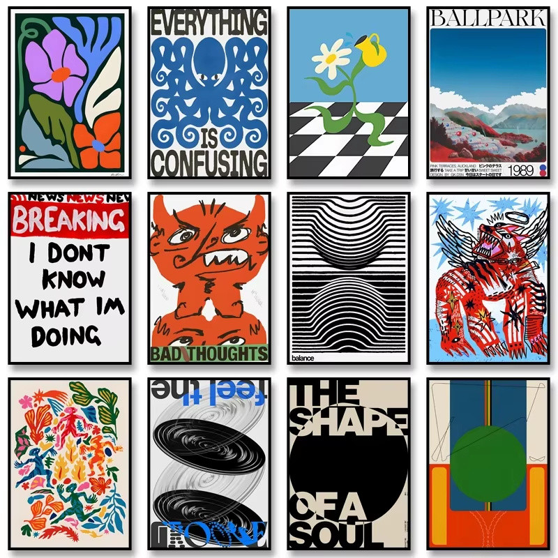 Vintage บทคัดย่อ Feed Your Mind โปสเตอร์คลาสสิกพิมพ์ Self Care Wall Art ภาพวาดผ้าใบสําหรับห้องนั่งเล่นห้องนอนตกแต่งบ้าน