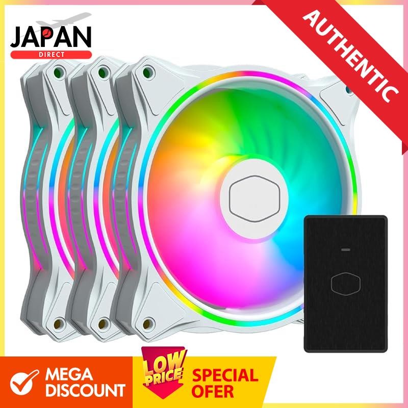 COOLER MASTER Cooler Master MasterFan MF120 Halo White Edition PC Case Fan 120mm with RGB 3-Pack MFL