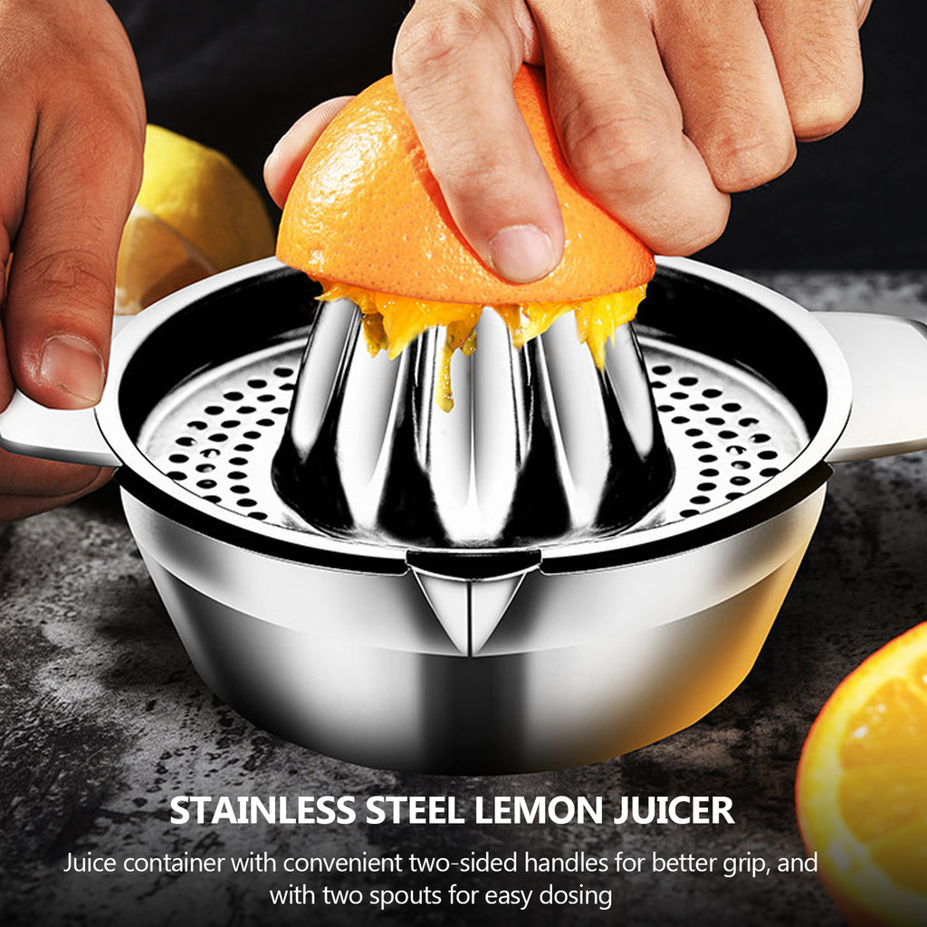 LOCAL Fruit Juicer Lemon Orange Juicer Manual Hand Squeezer With Built-in Measuring Cup And Grater Stainless Steel COD