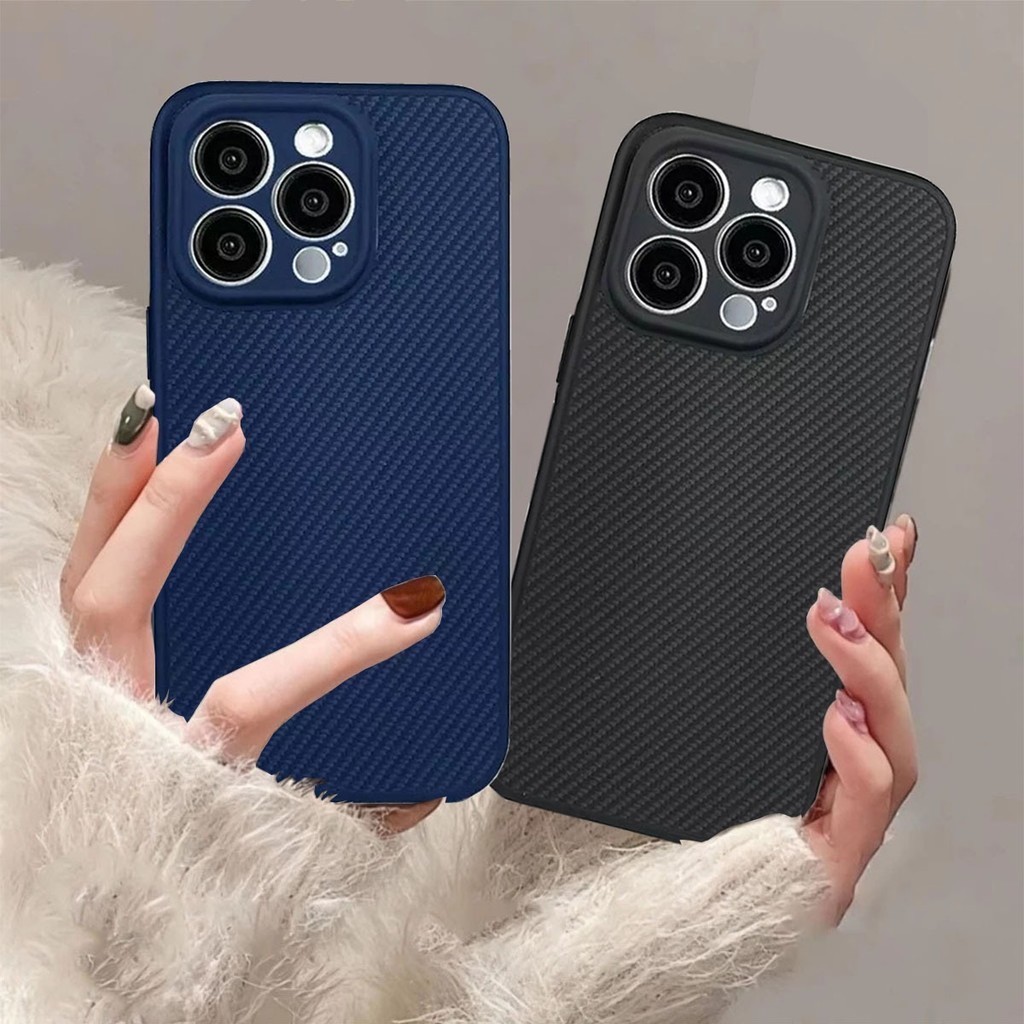 Soft Case Matte Motif คาร์บอนไฟเบอร์เนื้อ Protector กล้องพรีเมี่ยมยืดหยุ่น Slim TPU ฝาครอบโทรศัพท์สํ