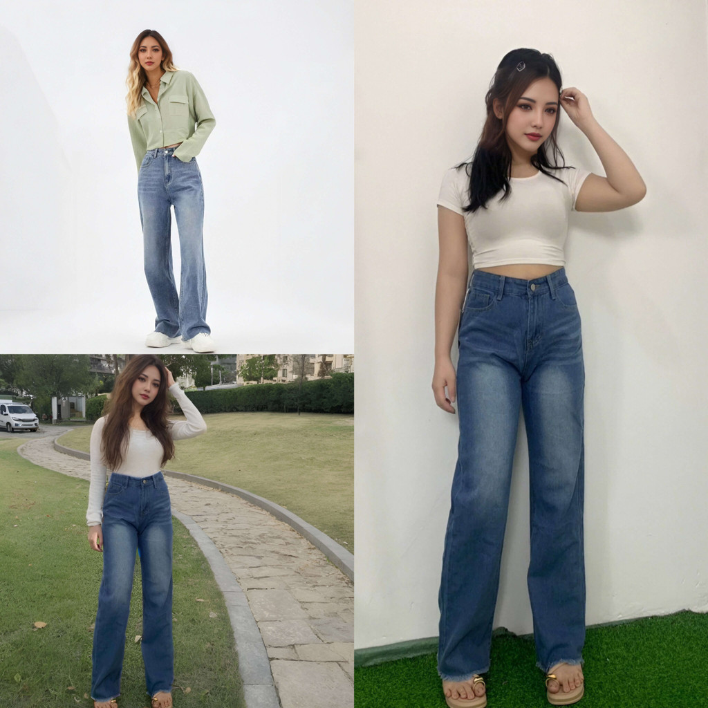 กางเกงยีนส์ทรงเอวสูงสำหรับสาวๆ  ใส่สบายได้ทุกวัน
