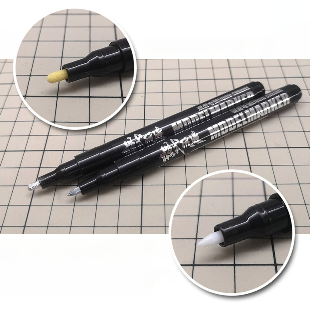 Ms041 อะนิเมะ Sci-Fi Mecha ตุ๊กตาภาพวาด Electroplated Silver Mirror Effect Marker สําหรับ Gundam Gun