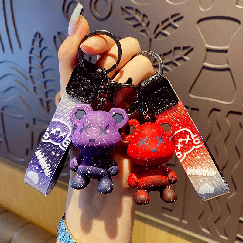 พวงกุญแจหมีน่ารักหมีพวงกุญแจรถพวงกุญแจผู้ชายผู้หญิงเด็กผู้หญิงสร้างสรรค์ของขวัญจี้พวงกุญแจ