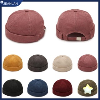 Jeanlan หมวกฮิปฮอป, หมวกผ้าลูกฟูก ทรงกลม สีพื้น, หมวกแฟชั่น ผ้าฝ้าย ปรับได้ หมวกกะโหลก