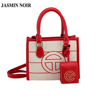 Jasmin NOIR กระเป๋าถือ กระเป๋าสะพายไหล่ หนัง PU ทรงโท้ท ทรงสี่เหลี่ยม ขนาดใหญ่ สําหรับสตรี