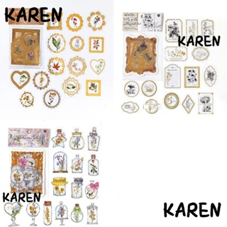 Karen สติกเกอร์ฟอยล์ PET หลากสี สไตล์วินเทจ สําหรับตกแต่งสมุดภาพ DIY 90 ชิ้น