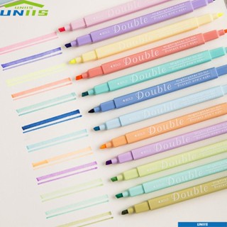 Uniis ปากกามาร์กเกอร์ไฮไลท์ พลาสติก แห้งเร็ว 12 สี สําหรับบ้าน