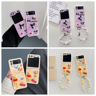 เคสโทรศัพท์มือถือ กันตก ลาย Kulome Winnie 3D พร้อมสายคล้องมือ สําหรับ Samsung Galaxy Z Flip3 Flip4 Flip5