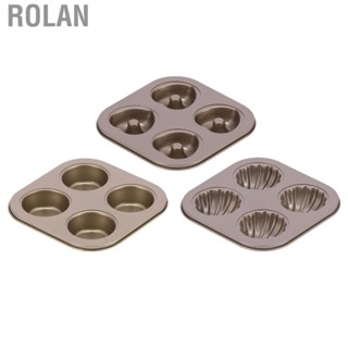 Rolan Baking Pan  Cupcake Mold Carbon Steel Heavy‑duty 4‑Cavity Quadrate Cake for Bakery Home Shop Kitchen