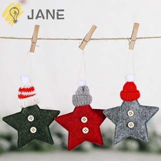 Jane จี้ตุ๊กตาซานตาคลอส สโนว์แมน ดาวสีแดง น้ําหนักเบา สําหรับตกแต่งต้นคริสต์มาส DIY 5 ชิ้น