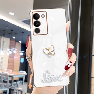 เคสซิลิโคนนิ่ม ลายผีเสื้อ หรูหรา สําหรับ VIVO V29 Pro E V29E 5G