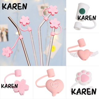 Karen 1 ชิ้น ซิลิโคน ฟาง ปลั๊ก นํากลับมาใช้ใหม่ได้ สาด กันสาด ปลายหลอด อุปกรณ์เสริมถ้วย