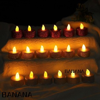 Banana1 โคมไฟชา เทียน Diwali ไม่กระพริบ อบอุ่น ขนาดเล็ก เครื่องประดับฮาโลวีน พร้อมกลิตเตอร์ สําหรับตกแต่งบ้าน