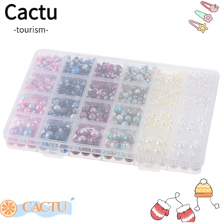 Cactu ลูกปัดไข่มุกเทียม ABS ไล่โทนสี 4 6 8 10 มม. 6 สี สําหรับทําเครื่องประดับ ต่างหู DIY