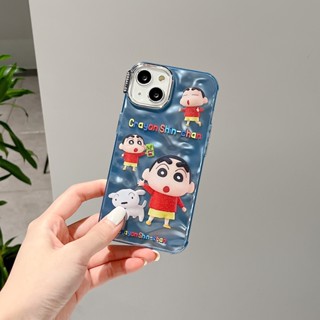 เคสโทรศัพท์มือถือ กันกระแทก ลายการ์ตูนชินจัง สีขาว สําหรับ IPhone 11 12 13 14 Pro Max