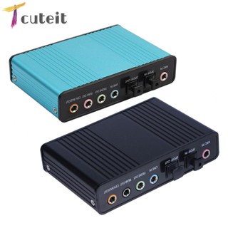 Tcuteit การ์ดเสียงออปติคอล ไฟเบอร์ภายนอก USB 6 ช่อง 5.1 สําหรับแล็ปท็อป