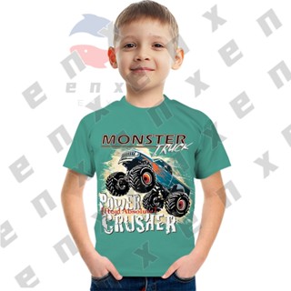 Monster TRUCK เสื้อยืด พิมพ์ลายมอนสเตอร์ 3D สวมใส่สบาย สําหรับเด็ก 3-13 ปี