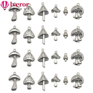 Lveror จี้รูปเห็ดอัลลอย 6 แบบ สีเงิน สําหรับทําเครื่องประดับ DIY 60 ชิ้น