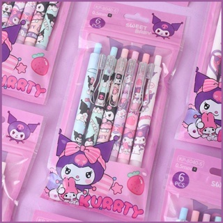 Sq2 ปากกาเจล ลายการ์ตูน Sanrio Kuromi เครื่องเขียน สําหรับนักเรียน 6 ชิ้น ต่อชุด