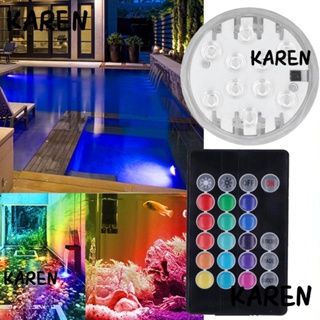 Karen ไฟสระว่ายน้ํา LED IP68 ใต้น้ํา พร้อมรีโมตคอนโทรล กันน้ํา คุณภาพสูง หลากสี สําหรับตู้ปลา อ่างน้ําร้อน