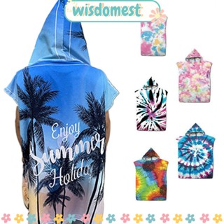 ❀WISDOMEST❀ ผ้าเช็ดตัวชายหาดสำหรับผู้ใหญ่แบบแห้งเร็วเปลี่ยนเสื้อคลุมอาบน้ำคลุมด้วยผ้า Poncho Bathrobe Towel