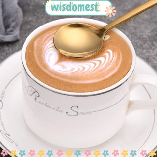 Wisdomest ช้อนกาแฟ ช้อนขนมหวาน ทรงกลม สะท้อนแสง สีพื้น