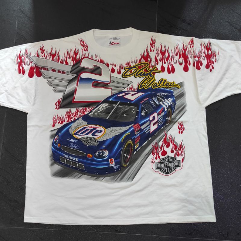 เสื้อยืด NASCAR วินเทจ OVP Rusty Wallace no.2 X Harley-Davidson  ปี 1999 น่าสะสม dead stock หายากครั