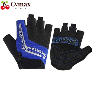 Cvmax ถุงมือขี่จักรยาน SBR สีดํา กันน้ํา สีฟ้า ไมโครไฟเบอร์ 1 คู่