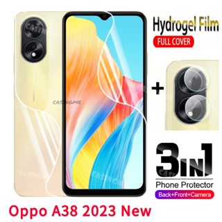 3in1 ฟิล์มไฮโดรเจลกันรอยหน้าจอ ด้านหลัง ไม่ใช่กระจกนิรภัย สําหรับ Oppo A38 2023 Oppo A38 38A A 38 OppoA38 2023 4G 5G