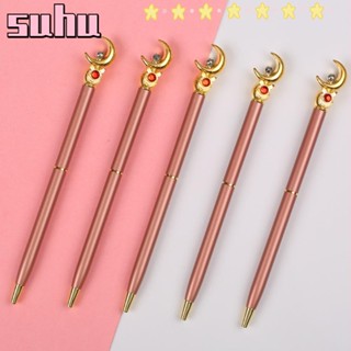 Suhuhd ปากกาลูกลื่น โลหะ ลายการ์ตูนดวงจันทร์ หมุนได้ คุณภาพสูง