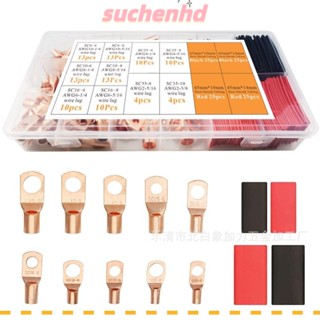 Suchenhd หางปลาทองแดง 10 ขนาด AWG2 4 6 8 10 12 แบตเตอรี่ 200 ชิ้น พร้อมชุดท่อหดความร้อน 100 ชิ้น