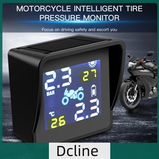 [Dcline.th] เครื่องวัดความดันลมยางรถมอเตอร์ไซค์ พลังงานแสงอาทิตย์ TPMS พร้อมเซนเซอร์ 2 ตัว