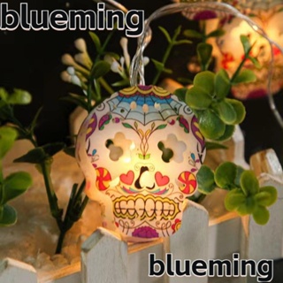 Blueming2 สายไฟหิ่งห้อย LED รูปหัวโครงกระดูก ใช้แบตเตอรี่ สําหรับตกแต่งปาร์ตี้ฮาโลวีน