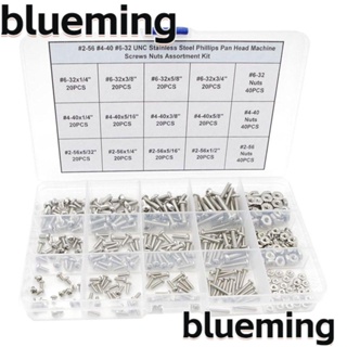 Blueming2 สกรูหัวกระทะ ฟิลลิปส์ 360 ชิ้น #2-56#4-40#6-32 12 ขนาด|สกรูสเตนเลส 304 พร้อมกล่องเก็บ สําหรับสกรู UNC