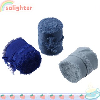 SOLIGHTER ริบบิ้นผ้าชีฟอง 3 ม้วน สีชมพู สีฟ้า สีเขียว สีส้ม กว้าง 1.6 นิ้ว x 5.5 หลา สําหรับตกแต่งบ้าน งานแต่งงาน 3 ชิ้น