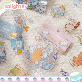 SOLIGHTER สติกเกอร์ PET ลายการ์ตูนน่ารัก สําหรับตกแต่งสมุดภาพ เครื่องเขียน DIY จํานวน 46 ชิ้น