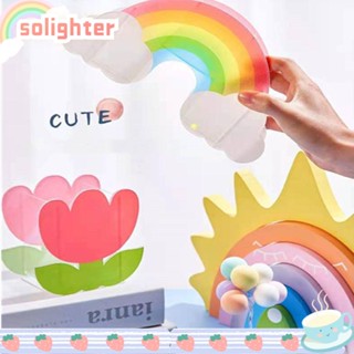 SOLIGHTER กล่องอะคริลิค ลายดอกไม้ กระบองเพชร สร้างสรรค์ หลายช่อง สําหรับใส่เครื่องสําอาง ปากกา ดินสอ