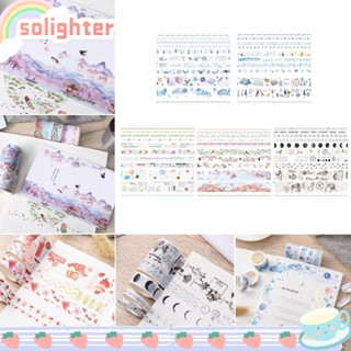 Solighter สติกเกอร์เทปวาชิ เรียบง่าย สําหรับตกแต่งสมุดภาพ DIY 10 ม้วน ต่อชุด