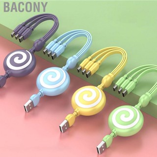 Bacony 3 In 1 USB  Cable Lollipop Shape Stretchable Fast Charging Phone for IOS Android Huawei