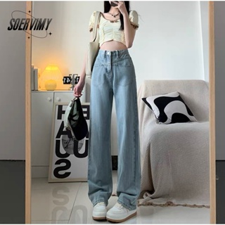 SOERVIMY กางเกงขายาว กางเกงยีสน์ผู้หญิง ทรงหลวม ๆ ตรง Retro Hip Hop Pants 2023 NEW Style WNK23906F2 36Z230909