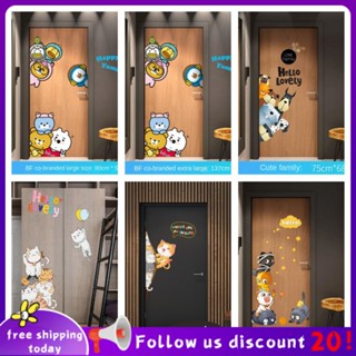 Se7ven✨Cartoon door stickers creative stickers self-adhesive wallpaper decoration cute animal patterns childrens room bedroom decorative stickers refrigerator stickers